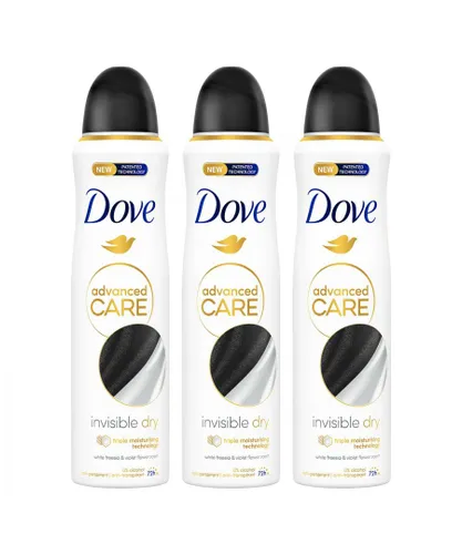 Dove Womens Anti-Perspirant Advanced Care Invisible Dry 72H Deodorant for Women, 150ml,3 Pack - Violet - One Size