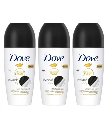 Dove Womens Antiperspirant Advanced Care Deodorant Invisible Dry 48H 50ml, 3 Pack - White - One Size