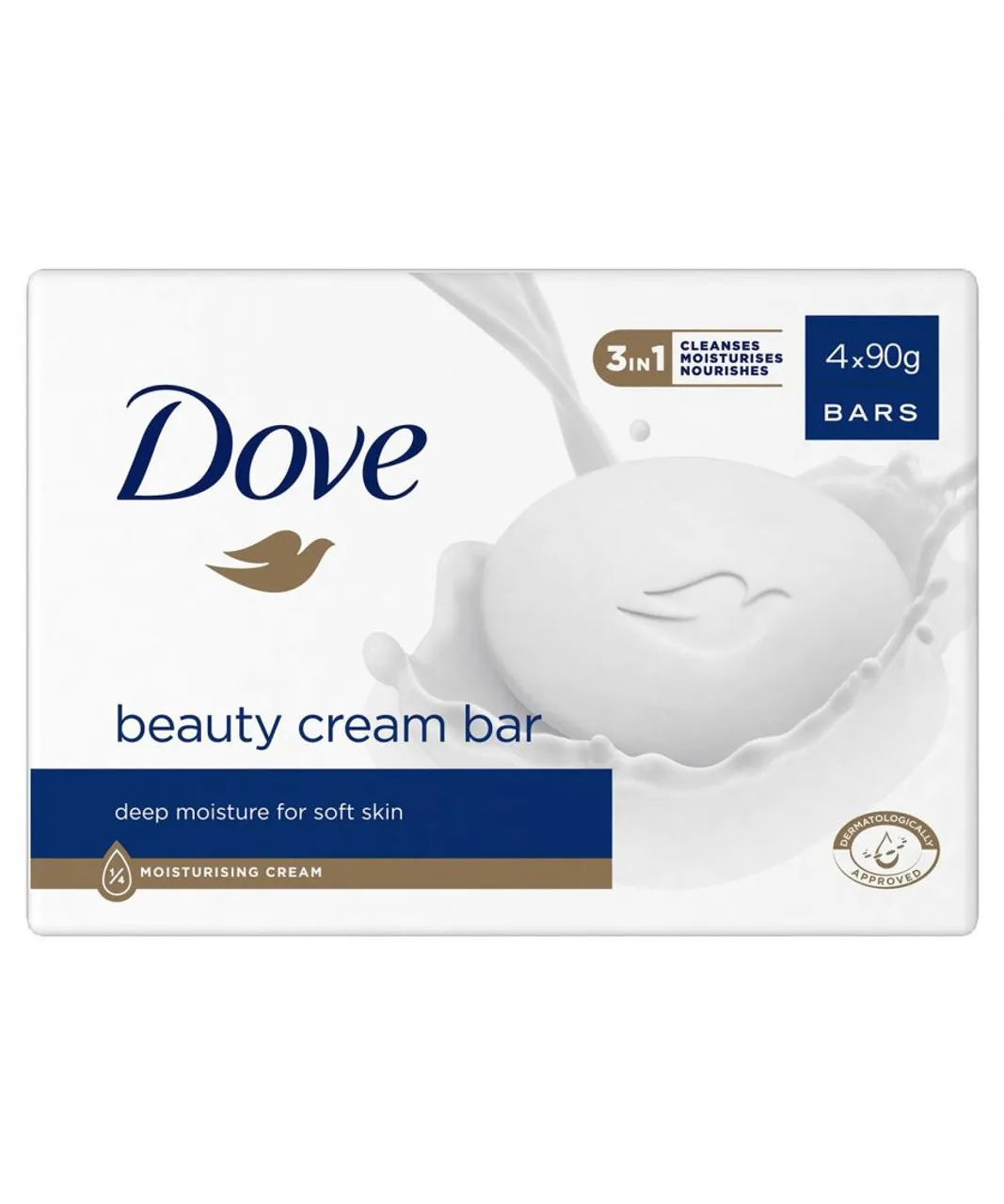 Dove Womens Original Beauty Cream Bar Deep Moisture for Soft and Smooth Skin 4x90g, 2pk - One Size