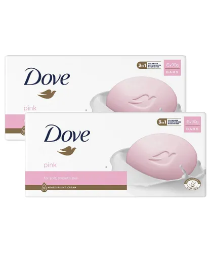 Dove Womens Pink Beauty Cream Bar for Soft & Smooth Skin, Moisturising 6x90g, 2pk - One Size