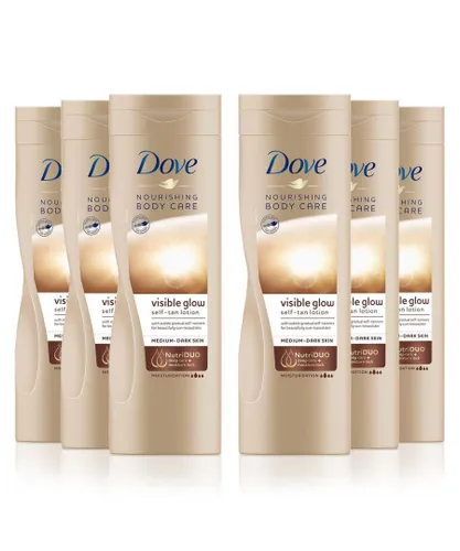 Dove Womens Visible Glow Self-Tan Lotion Nourishing Care For Medium-Dark Skin, 6x400ml - One Size