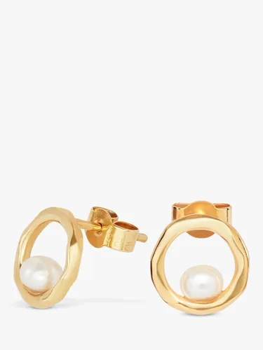 Dower & Hall Freshwater Pearl Open Circle Stud Earrings, Gold/White - Gold/White - Female