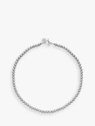 Dower & Hall Men's Freshwater Pearl Collar Necklace - Dove Grey - Male