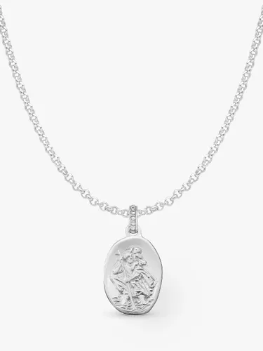 Dower & Hall Men's St. Christopher Pendant Necklace - Silver - Male