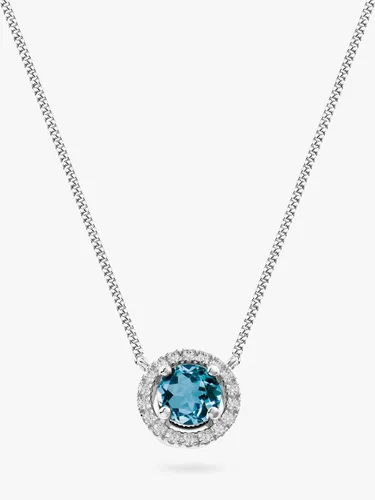 DPT Antwerp Aurora Topaz & Diamond Pendant Necklace, Silver/Blue - Silver/Blue - Female