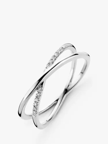 DPT Antwerp Diamond Crossover Ring, Silver - Silver - Female - Size: L