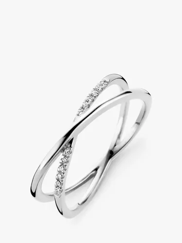 DPT Antwerp Diamond Crossover Ring, Silver - Silver - Female - Size: P