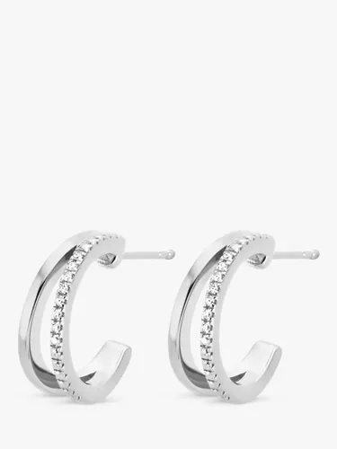 DPT Antwerp Diamond Double Hoop Earrings - Silver - Female