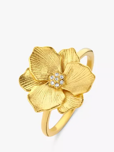 DPT Antwerp Diamond Heart Jasmine Flower Ring, Gold - Gold - Female - Size: L