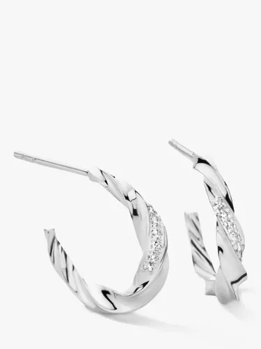 DPT Antwerp Diamond Twisted Hoop Earrings, Silver - Silver - Female