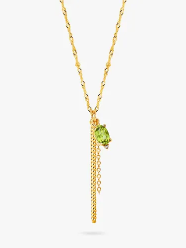 DPT Antwerp Peridot & Diamond Chain Drop Pendant Necklace, Gold/Green - Gold/Green - Female