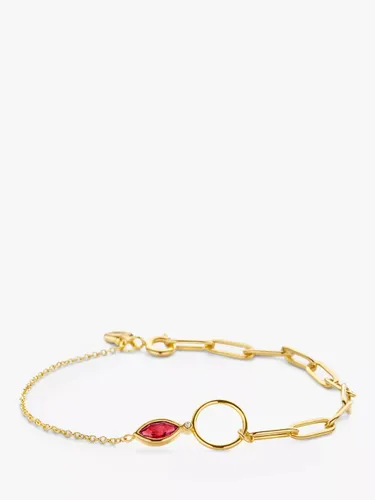 DPT Antwerp Pyrope Garnet & Diamond Mixed Chain Bracelet, Gold/Red - Gold - Female