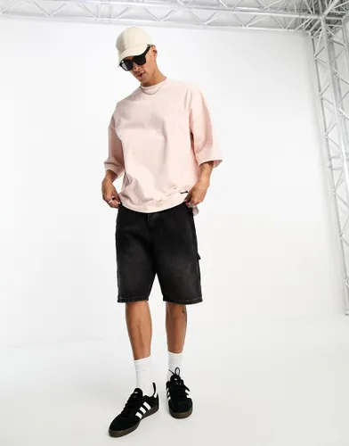 Dr Denim Curtis small logo oversized t-shirt with logo back print in pink