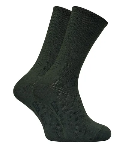 Dr Hunter 2 Pairs Mens Coolmax Lightweight Hiking Socks for Walking Boots - Dark Green