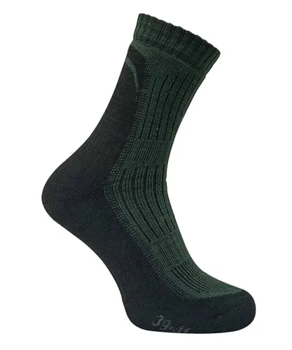 Dr Hunter Mens Reinforced Heel and Toe Merino Wool Hiking Socks for Boots - Dark Green