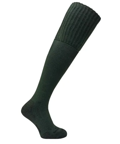 Dr Hunter Mens Thick Over the Knee Padded Sole Wool Blend Thermal Hiking Socks - Dark Green Cotton