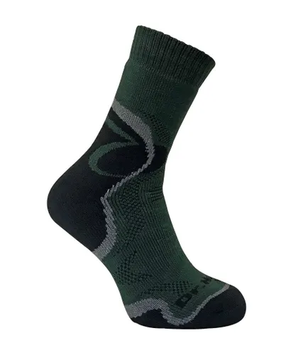 Dr Hunter - Mens Thick Warm Cushioned Padded Sole Merino Wool Thermal Hiking Socks - Dark Green Cotton