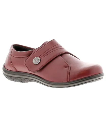 Dr Keller Womens Shoes Work Rita Leather Touch Fastening bordo - Red Leather (archived)