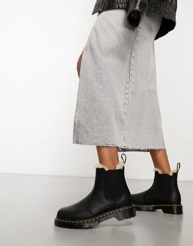 Dr Martens 2976 leonore fur lined chelsea boots in black leather