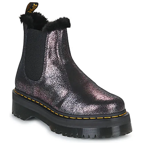 Dr. Martens  2976 Quad  Fur Lined Distressed Metallic  women's Mid Boots in Black