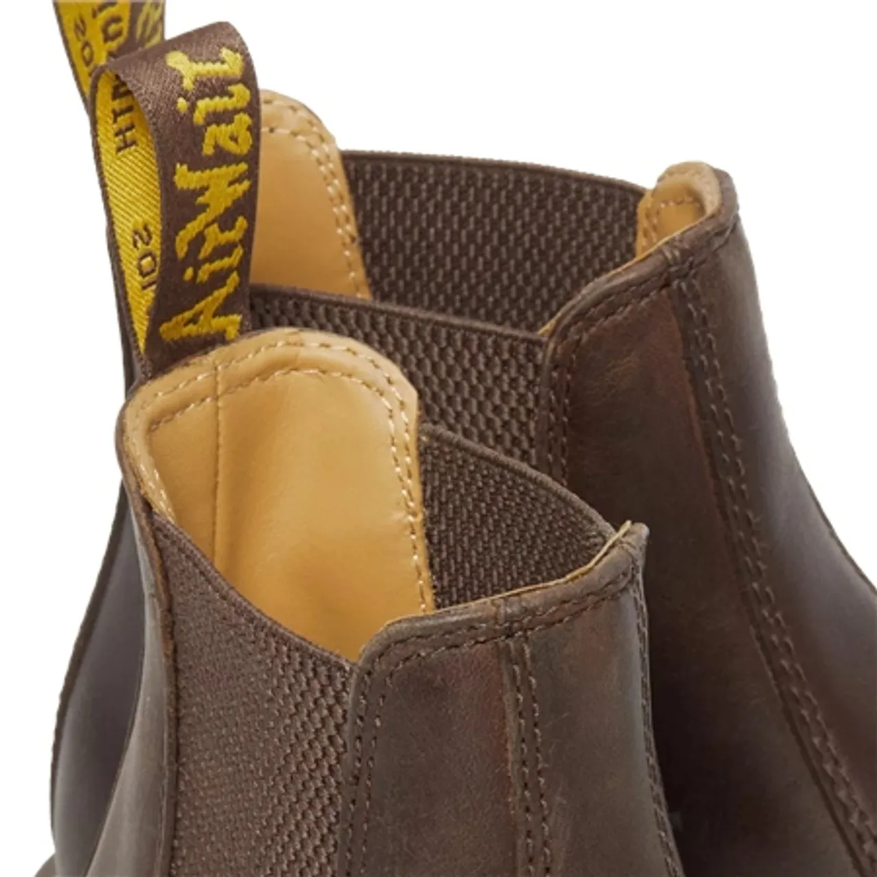 Dr Martens 2976 Yellow Stitch Crazy Horse Chelsea Boot - Dark Brown - UK 8 (EU 42)