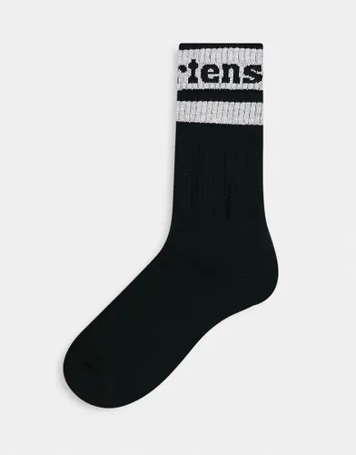 Dr Martens athletic logo sock in black and white