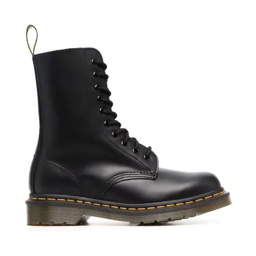 Dr. Martens , Black Leather Boots with Logo Pull Loop ,Black female, Sizes: