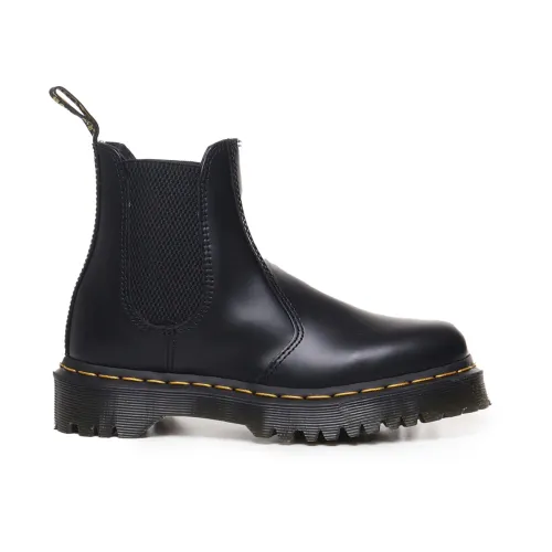 Dr. Martens , Black Leather Boots with Yellow Stitching ,Black female, Sizes: