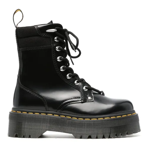 Dr. Martens , Black Leather Boots with Zip and Shiny Hardware ,Black female, Sizes: