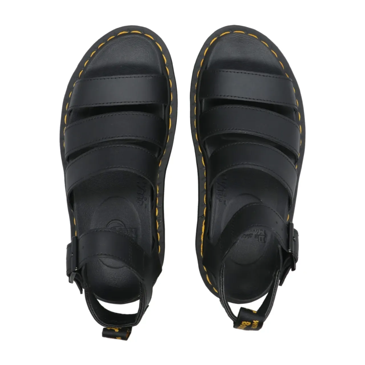 Dr. Martens , Black Leather Flat Sandals with Ankle Strap ,Black female, Sizes: