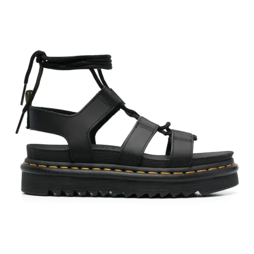 Dr. Martens , Black Leather Nartilla Platform Sandals ,Black female, Sizes: