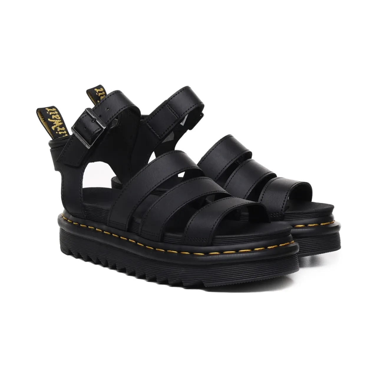 Dr. Martens , Black Leather Sandals with Adjustable Ankle Strap ,Black female, Sizes: