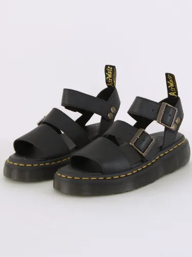 Dr Martens Black - Pisa Gryphon Quad Leather Platform Sandals