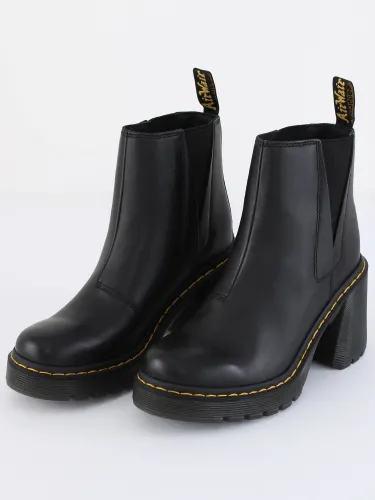 Dr Martens Black Sendal Spence Leather Flared Heel Chelsea Boots