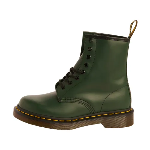 Dr. Martens , Classic Green Leather Flat Shoes ,Green female, Sizes: