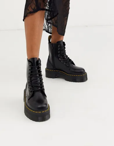 Dr Martens Jadon 8-Eye Smooth Leather Platform Boots-Black