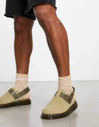Dr Martens Jorge II Clogs in pale olive suede-Green