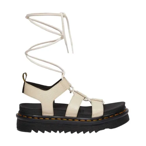 Dr. Martens , Low Leather Sandals with Logo Heel ,Beige female, Sizes: