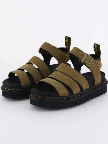 Dr Martens Muted Olive Tumbled Nubuck Blaire Strap Sandal