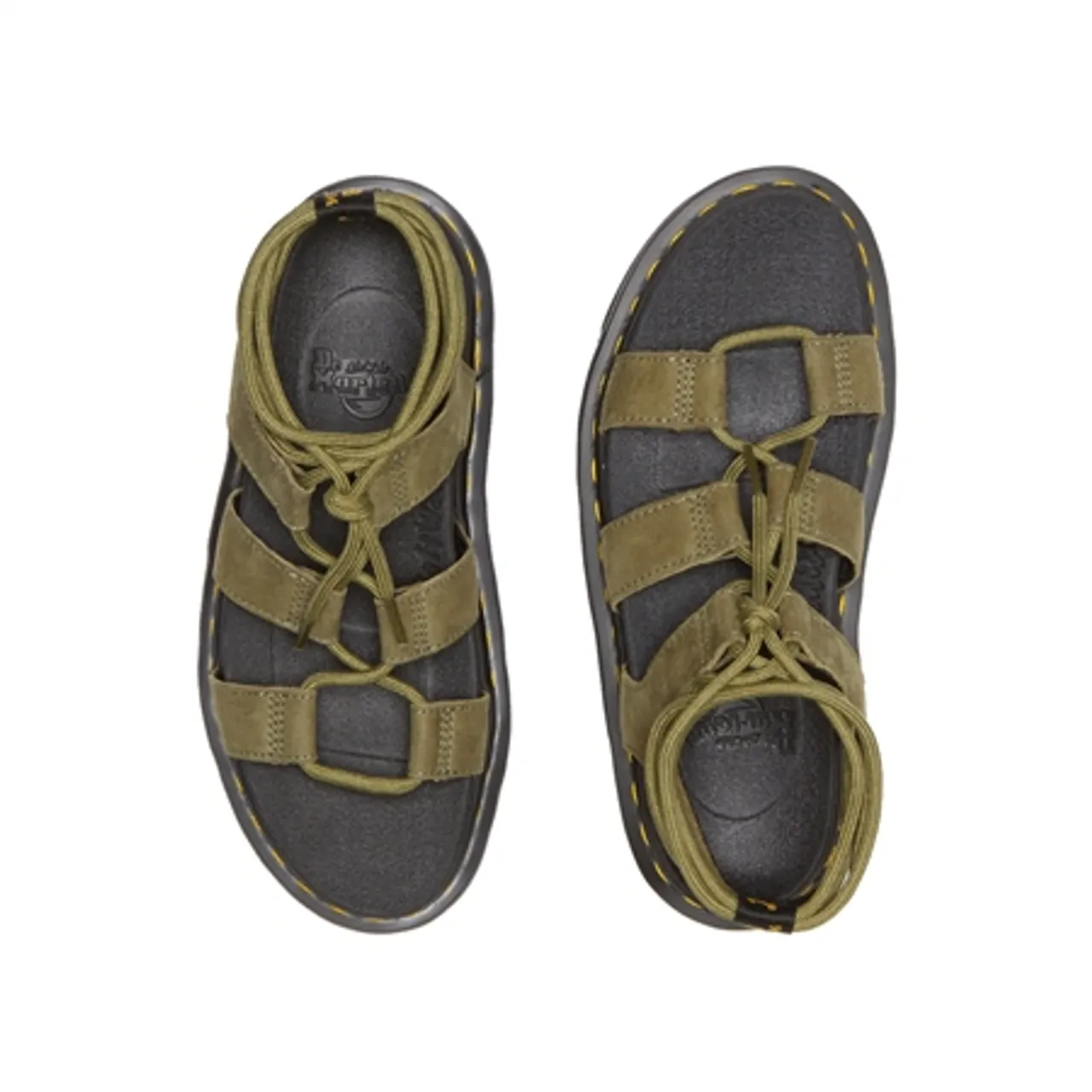 Dr Martens Nartilla Tumbled Nubuck Lace Up Gladiator Sandals - Muted Olive - UK 4 (EU 37)