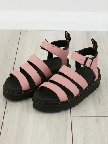 Dr Martens Peach Beige Pisa Blaire Leather Strap Platform Sandals