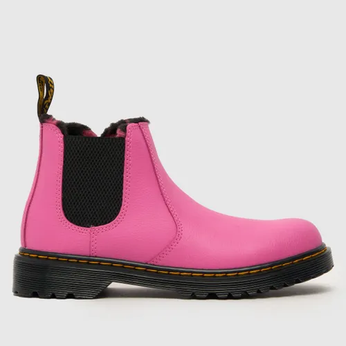 Dr Martens Pink 2976 Leonore Fur Lined Girls Youth Boots