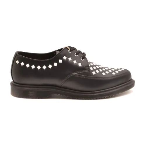 Dr. Martens , Text Print Brown Derby Shoes ,Black female, Sizes: