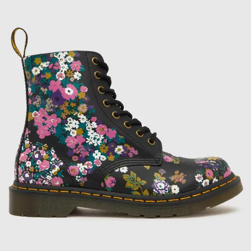 Dr. Martens Women's Black and Pink 1460 Pascal Floral Boots