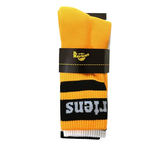 Dr Martens Yellow / Black / White Athletic 3 Pack Socks