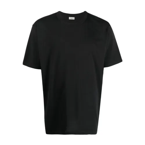 Dries Van Noten , Black Crew-Neck Cotton T-Shirt ,Black male, Sizes: