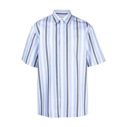 Dries Van Noten , Clear Blue Striped Short Sleeve Shirt ,Blue male, Sizes: