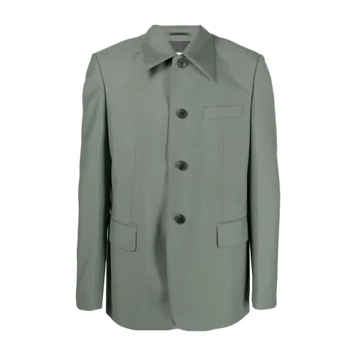 Dries Van Noten , Green Single-Breasted Jacket ,Green male, Sizes: