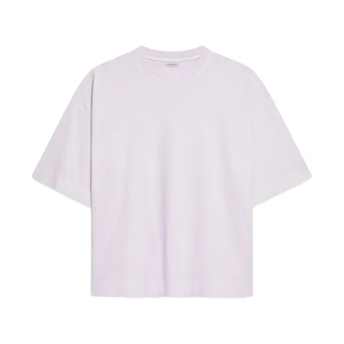 Dries Van Noten , Lilac Cotton T-shirt with Oversized Cut ,Purple male, Sizes: