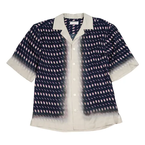 Dries Van Noten , Short Sleeve Hawaiian Shirt in Navy Blue ,Multicolor male, Sizes: